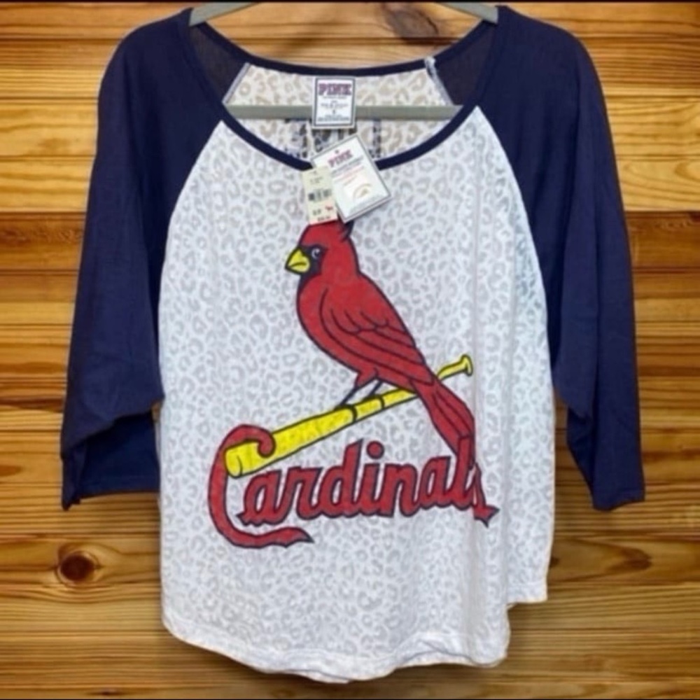 Victoria's Secret PINK x mlb cardinals limited edition leopard baseball tee NEW